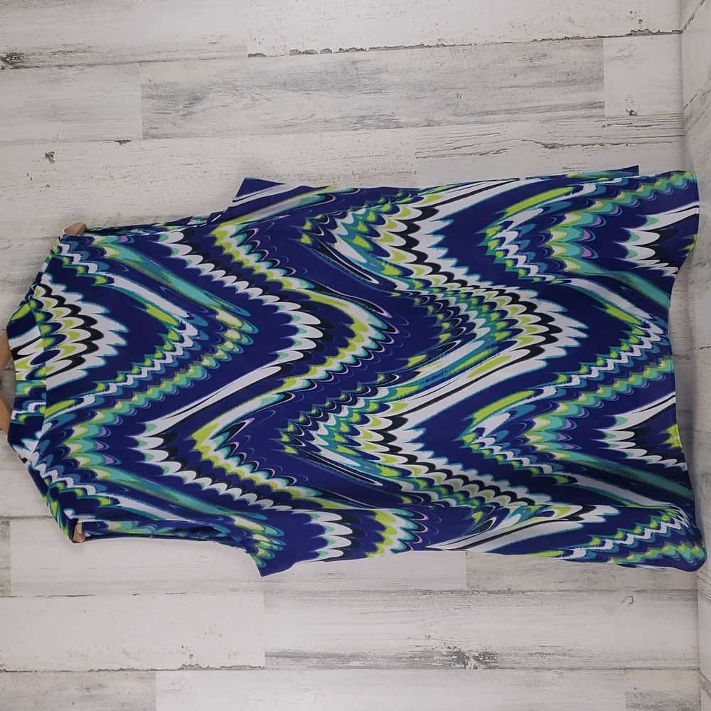 Worthington Woman peacock abstract print semi sheer sleeveless blouse Size 3X - Picture 3 of 5